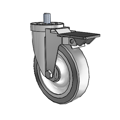 30 Series Threaded Stem Zinc Swivel Caster with 5 x 1.25 Advantage TPR (Flat) Wheel and PosiLoc Brake
