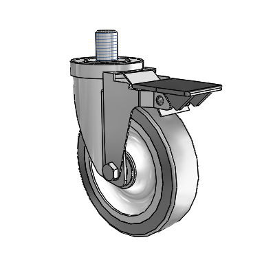 30 Series Threaded Stem Zinc Swivel Caster with 5 x 1.25 Advantage TPR (Flat) Wheel and PosiLoc Brake
