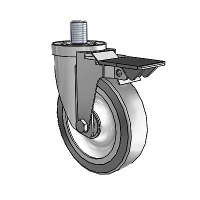 30 Series Threaded Stem Zinc Swivel Caster with 5 x 1.25 Advantage TPR (Flat) Wheel and PosiLoc Brake