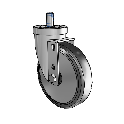30 Series Threaded Stem Zinc Swivel Caster with 5 x 1.25 Cushion Rubber (+ Side Plates) Wheel