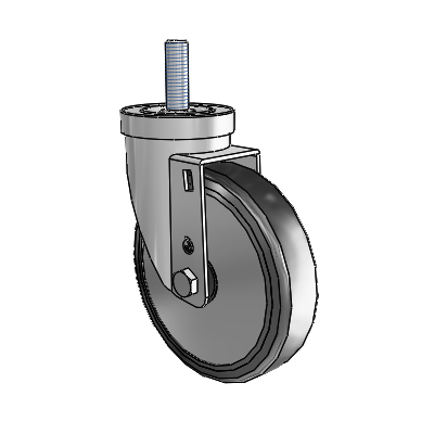30 Series Threaded Stem Zinc Swivel Caster with 5 x 1.25 Cushion Rubber (+ Side Plates) Wheel