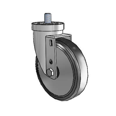 30 Series Threaded Stem Zinc Swivel Caster with 5 x 1.25 Cushion Rubber (+ Side Plates) Wheel