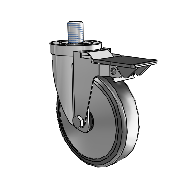 30 Series Threaded Stem Zinc Swivel Caster with 5 x 1.25 Cushion Rubber (+ Side Plates) Wheel and PosiLoc Brake