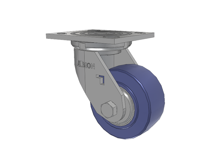 16 Series Top Plate Swivel Caster with 4 x 2 Blue HF - HydroTech (Flat) Wheel