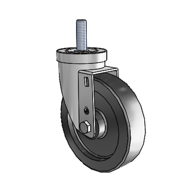 30 Series Threaded Stem Zinc Swivel Caster with 5 x 1.25 Polyolefin Wheel