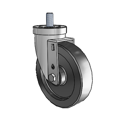 30 Series Threaded Stem Zinc Swivel Caster with 5 x 1.25 Polyolefin Wheel