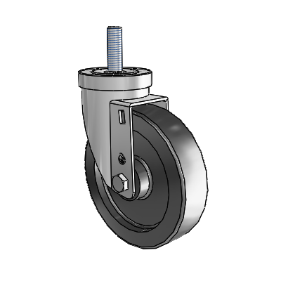 30 Series Threaded Stem Zinc Swivel Caster with 5 x 1.25 Polyolefin Wheel