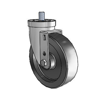 30 Series Threaded Stem Zinc Swivel Caster with 5 x 1.5 Hi-Temp Resin Wheel