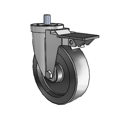 30 Series Threaded Stem Zinc Swivel Caster with 5 x 1.5 Hi-Temp Resin Wheel and PosiLoc Brake