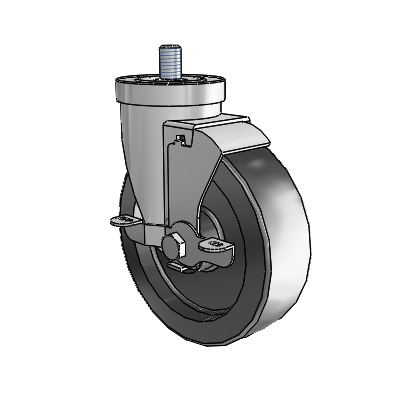 30 Series Threaded Stem Zinc Swivel Caster with 5 x 1.5 Hi-Temp Resin Wheel and VertiLoc Brake