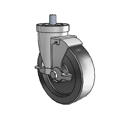 30 Series Threaded Stem Zinc Swivel Caster with 5 x 1.5 Hi-Temp Resin Wheel and VertiLoc Brake