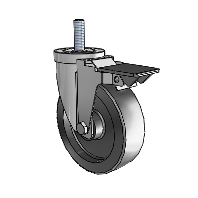 30 Series Threaded Stem Zinc Swivel Caster with 5 x 1.5 Hi-Temp Resin Wheel and PosiLoc Brake