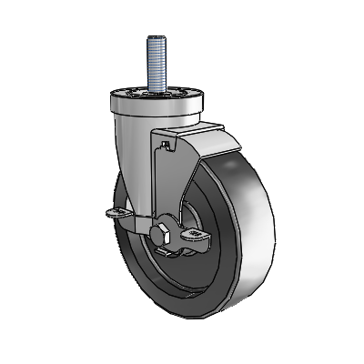30 Series Threaded Stem Zinc Swivel Caster with 5 x 1.5 Hi-Temp Resin Wheel and VertiLoc Brake