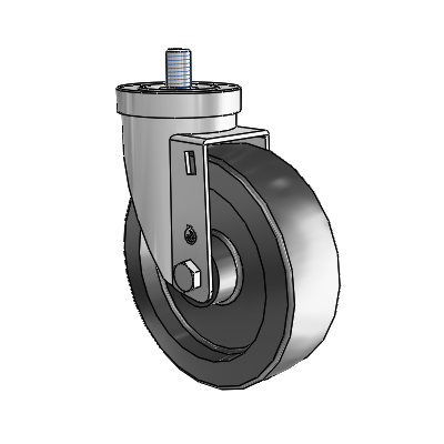 30 Series Threaded Stem Zinc Swivel Caster with 5 x 1.5 Hi-Temp Resin Wheel