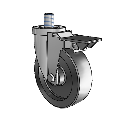 30 Series Threaded Stem Zinc Swivel Caster with 5 x 1.5 Hi-Temp Resin Wheel and PosiLoc Brake