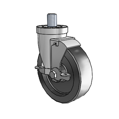 30 Series Threaded Stem Zinc Swivel Caster with 5 x 1.5 Hi-Temp Resin Wheel and VertiLoc Brake
