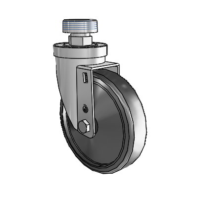 30 Series Pipe Thread Stem Zinc Swivel Caster with 5 x 1.25 Cushion Rubber Wheel