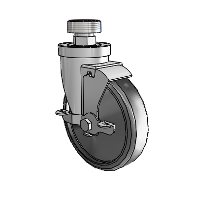 30 Series Pipe Thread Stem Zinc Swivel Caster with 5 x 1.25 Cushion Rubber Wheel and VertiLoc Brake