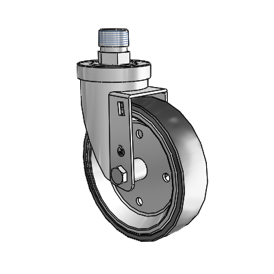 30 Series Pipe Thread Stem Zinc Swivel Caster with 5 x 1.25 Welded Disc Rubber (Black) Wheel