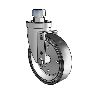 30 Series Pipe Thread Stem Zinc Swivel Caster with 5 x 1.25 Welded Disc Rubber (Black) Wheel