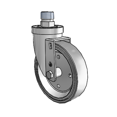 30 Series Pipe Thread Stem Zinc Swivel Caster with 5 x 1.25 Welded Disc Rubber (Grey) Wheel