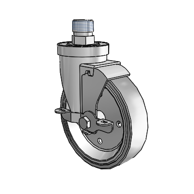 30 Series Pipe Thread Stem Zinc Swivel Caster with 5 x 1.25 Welded Disc Rubber (Grey) Wheel and VertiLoc Brake