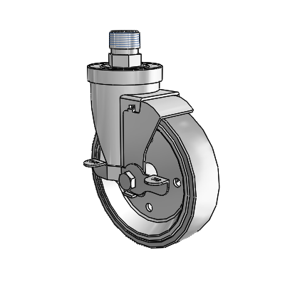 30 Series Pipe Thread Stem Zinc Swivel Caster with 5 x 1.25 Welded Disc Rubber (Grey) Wheel and VertiLoc Brake