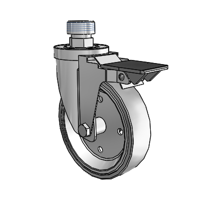 30 Series Pipe Thread Stem Zinc Swivel Caster with 5 x 1.25 Welded Disc Rubber (Grey) Wheel and PosiLoc Brake