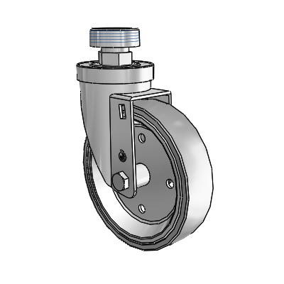 30 Series Pipe Thread Stem Zinc Swivel Caster with 5 x 1.25 Welded Disc Rubber (Grey) Wheel