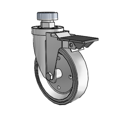 30 Series Pipe Thread Stem Zinc Swivel Caster with 5 x 1.25 Welded Disc Rubber (Grey) Wheel and PosiLoc Brake