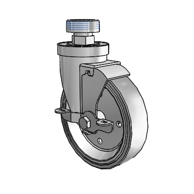 30 Series Pipe Thread Stem Zinc Swivel Caster with 5 x 1.25 Welded Disc Rubber (Grey) Wheel and VertiLoc Brake