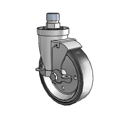 30 Series Pipe Thread Stem Zinc Swivel Caster with 5 x 1.25 Welded Disc Polyurethane Wheel and VertiLoc Brake