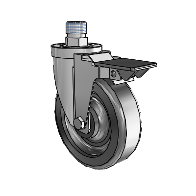 30 Series Pipe Thread Stem Zinc Swivel Caster with 5 x 1.5 Phenolic Wheel and PosiLoc Brake