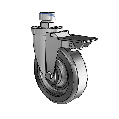 30 Series Pipe Thread Stem Zinc Swivel Caster with 5 x 1.5 Phenolic Wheel and PosiLoc Brake