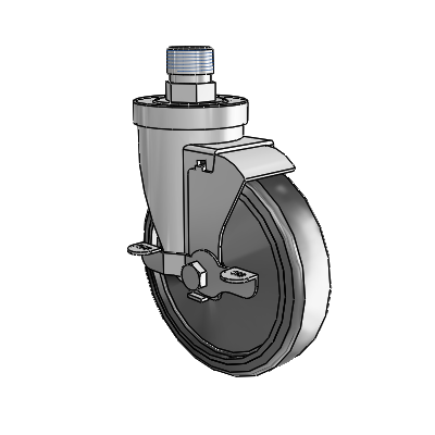 30 Series Pipe Thread Stem Zinc Swivel Caster with 5 x 1.25 Hard Rubber Wheel and VertiLoc Brake