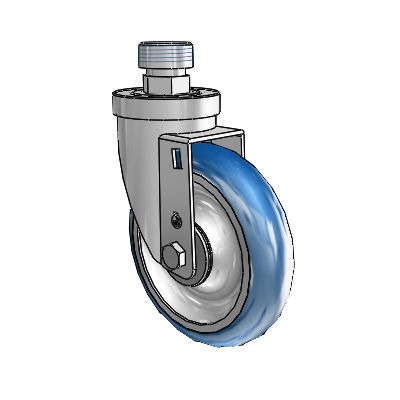 30 Series Pipe Thread Stem Zinc Swivel Caster with 5 x 1.25 PolyLoc (Blue) Wheel