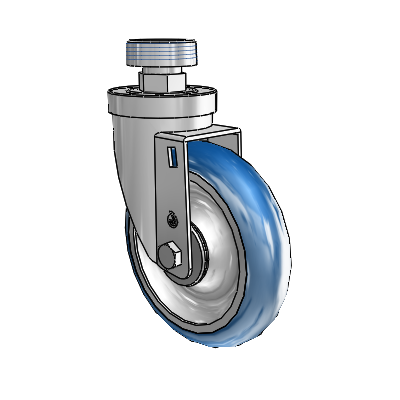 30 Series Pipe Thread Stem Zinc Swivel Caster with 5 x 1.25 PolyLoc (Blue) Wheel