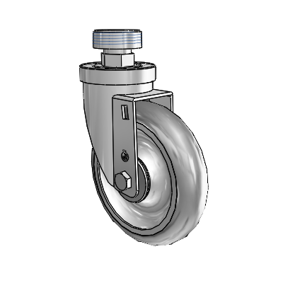 30 Series Pipe Thread Stem Zinc Swivel Caster with 5 x 1.25 PolyLock (Grey) Wheel