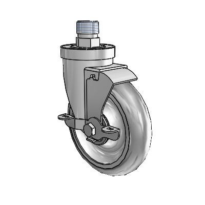 30 Series Pipe Thread Stem Zinc Swivel Caster with 5 x 1.25 Advantage TPR (Round) Wheel and VertiLoc Brake