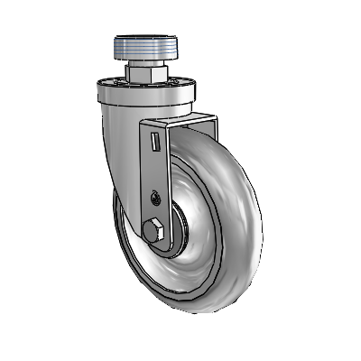 30 Series Pipe Thread Stem Zinc Swivel Caster with 5 x 1.25 Advantage TPR (Round) Wheel