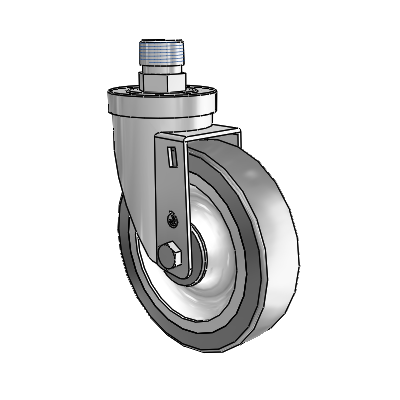 30 Series Pipe Thread Stem Zinc Swivel Caster with 5 x 1.25 Advantage TPR (Flat) Wheel