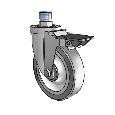 30 Series Pipe Thread Stem Zinc Swivel Caster with 5 x 1.25 Advantage TPR (Flat) Wheel and PosiLoc Brake