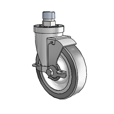 30 Series Pipe Thread Stem Zinc Swivel Caster with 5 x 1.25 Advantage TPR (Flat) Wheel and VertiLoc Brake