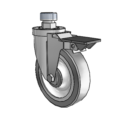 Lenkrolle der Serie 30 mit Rohrgewindeschaft aus Zink, 5 x 1,25 Advantage TPR-Rädern (flach) und PosiLoc-Bremse