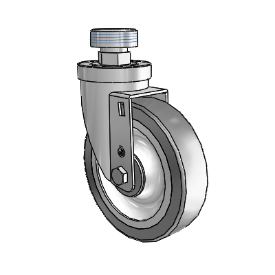 30 Series Pipe Thread Stem Zinc Swivel Caster with 5 x 1.25 Advantage TPR (Flat) Wheel
