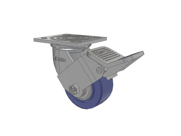16 Series Top Plate Swivel Caster with 4 x 2 Blue HF - HydroTech (Flat) Wheel and Face Brake