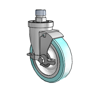 30 Series Pipe Thread Stem Zinc Swivel Caster with 5 x 1.25 Advantage Health Wheel and VertiLoc Brake