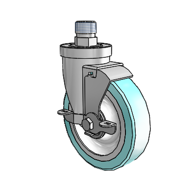 30 Series Pipe Thread Stem Zinc Swivel Caster with 5 x 1.25 Advantage Health Wheel and VertiLoc Brake