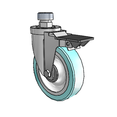 30 Series Pipe Thread Stem Zinc Swivel Caster with 5 x 1.25 Advantage Health Wheel and PosiLoc Brake
