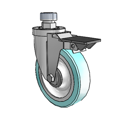 30 Series Pipe Thread Stem Zinc Swivel Caster with 5 x 1.25 Advantage Health Wheel and PosiLoc Brake